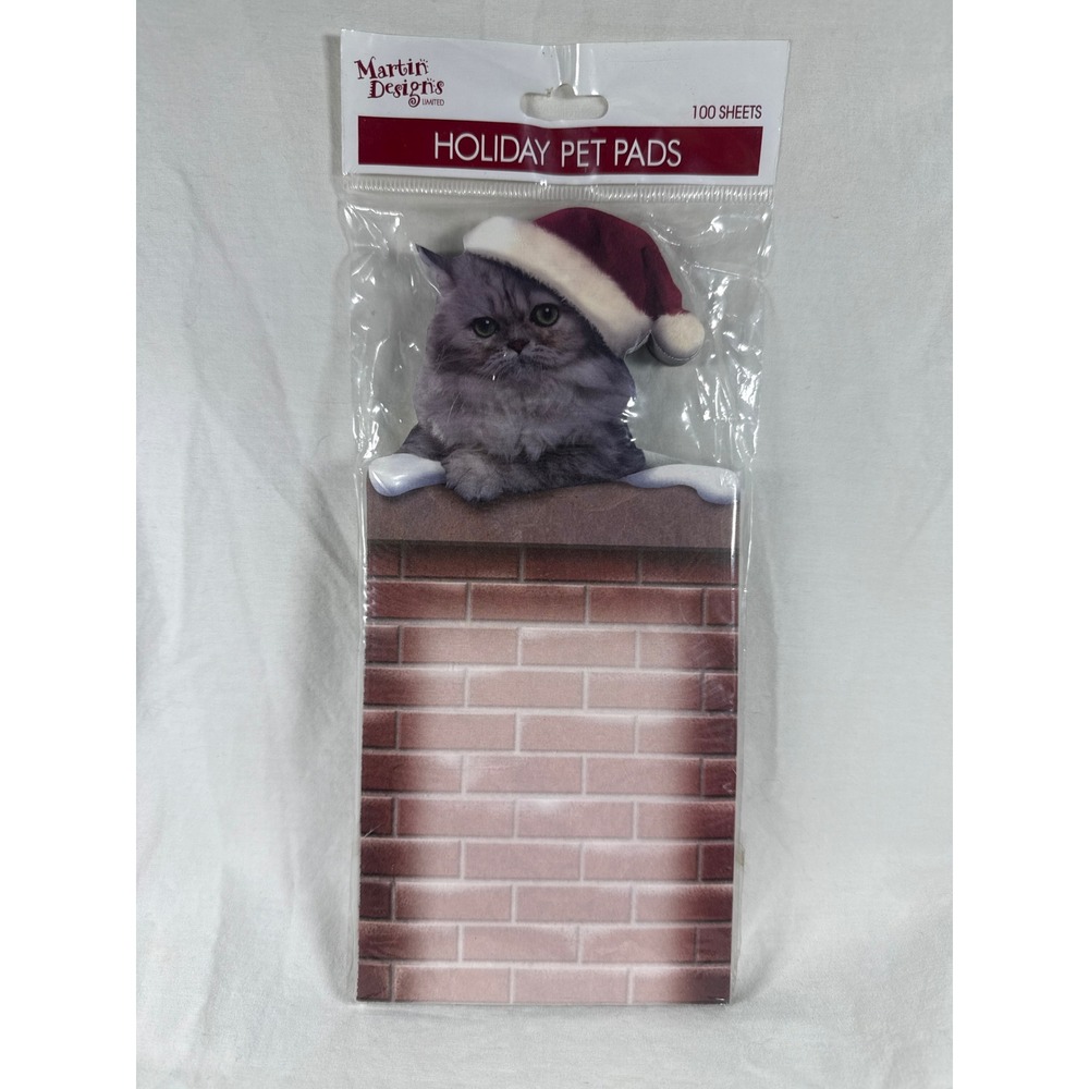 Martin Designs Holiday Pet Pads Cat in Santa Hat Chimney Notepad 100 Sheets 2003